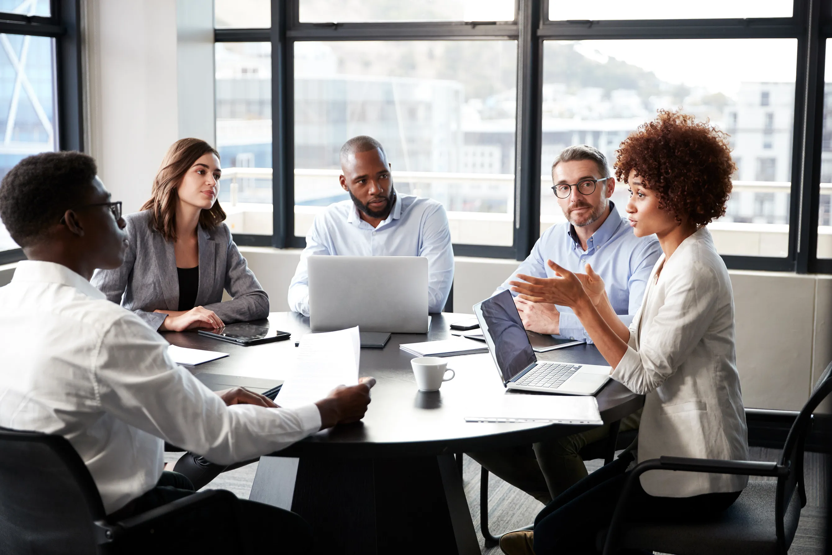 Organizational meeting room with natural lighting